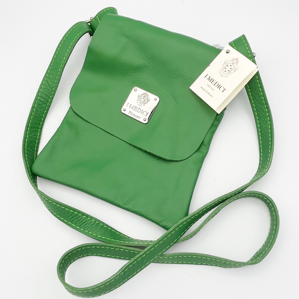 I MEDICI GREEN LEATHER CROSSBODY PURSE